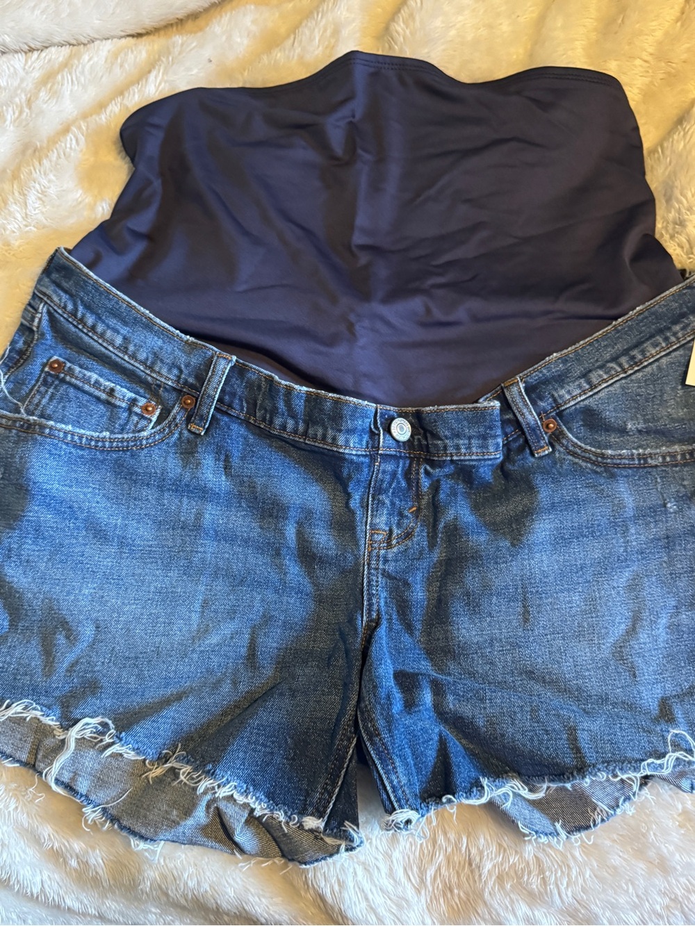 Maternity Abercrombie & Fitch Navy and Blue Denim Cutoff Shorts